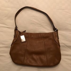 Tignanello saddle tan pebble grain leather handbag